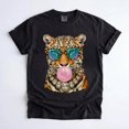 thumbnail image 1 of Trendy Leopard Bubblegum Sunglasses T-Shirt, Cute Retro Big Cat Animal Graphic Tee, 1 of 4