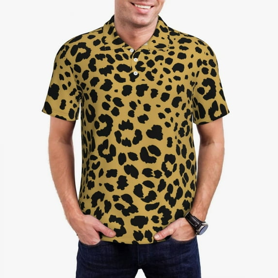 Trendy Leopard Casual Polo Shirts Classic Animal Print T-Shirts Short Sleeves Graphic Shir