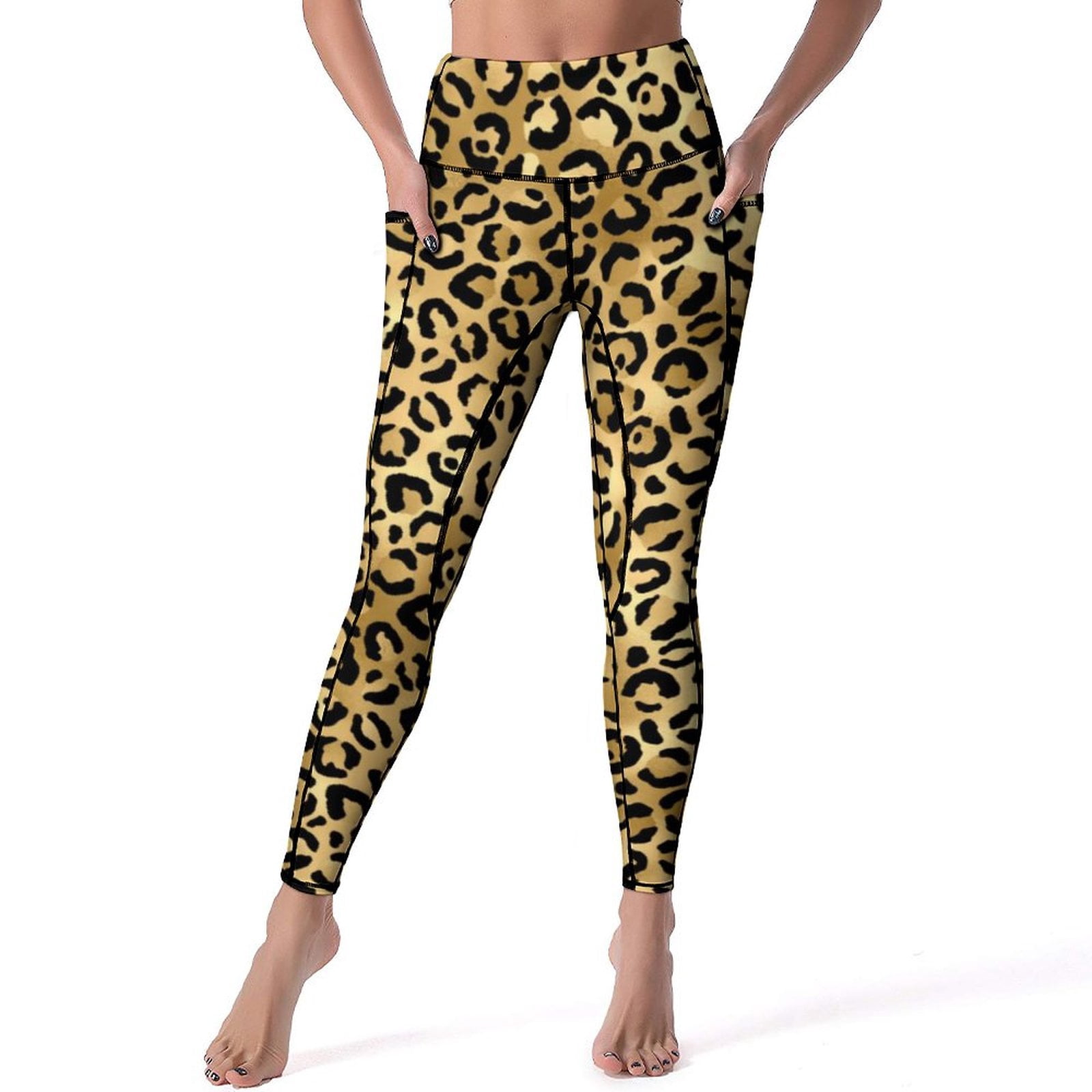 Trendy Leopard Print Leggings Sexy Neon Green Push Up Yoga Pants Cute — free download