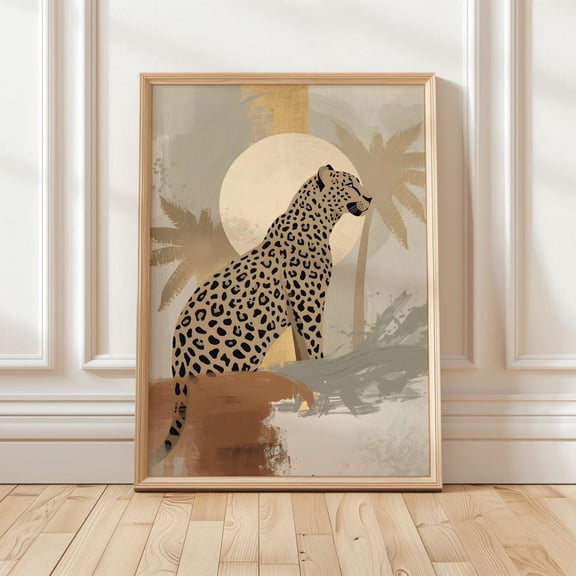 Trendy Leopard Wall Art Neutral Cheetah Preppy Jungle Maximalist Decor Unframed Paper Print