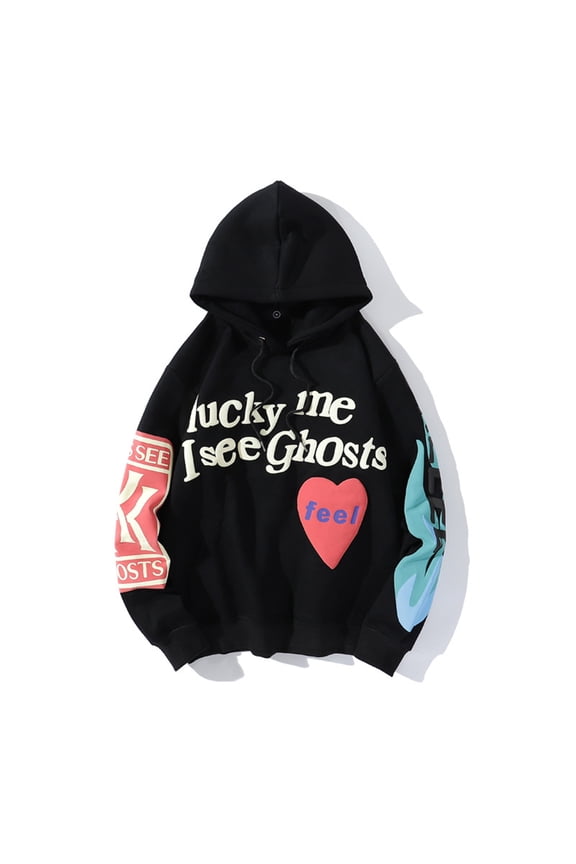 Trendy Letter Graphic Hoodie Pullover for Men and Teens, Retro Street Style Sweatshirt with Color Block Sleeves