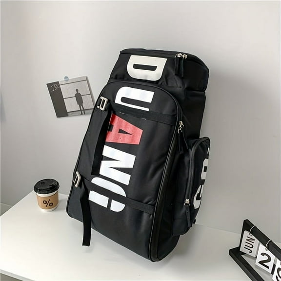 Trendy Letter Print Backpack, Outdoor Sport Hiking Camping Mountaineering Bag, Large Capacity Travel Rucksack