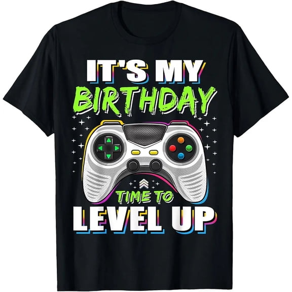 Trendy Level Up Video Game Birthday Party Gift Unisex T-Shirt, S - 5XL