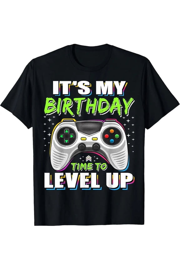 Trendy Level Up Video Game Birthday Party Gift Unisex T-Shirt, S - 5XL