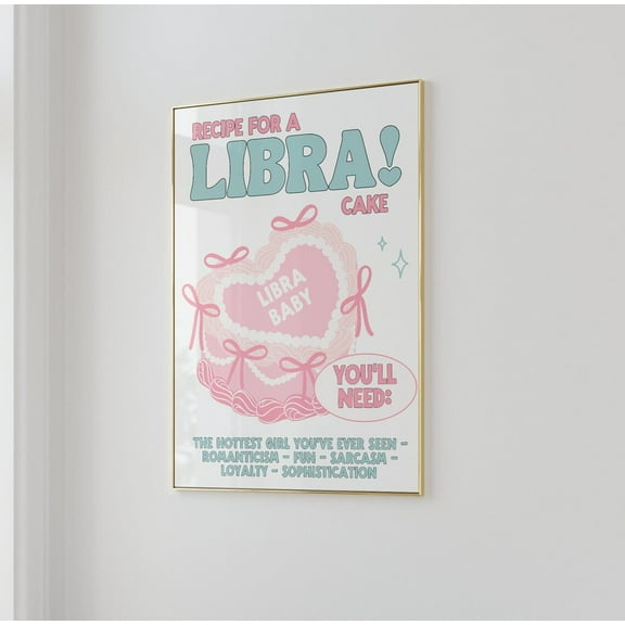 Trendy Libra Wall Art Print Astro Boho Gift For Libras Teen Girl Bedroom Prints Hot Pink Poster College Dorm Decor Wall Art, Modern Wall Decor, 24x36 UNFRAMED