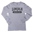 thumbnail image 1 of Trendy Lincoln, Nebraska with Stars Boy's Long Sleeve Grey T-Shirt, 1 of 2