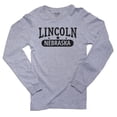 thumbnail image 1 of Trendy Lincoln, Nebraska with Stars Men's Long Sleeve Grey T-Shirt, 1 of 2