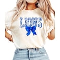 thumbnail image 1 of Trendy Lions Floral Shirt for Women and Teens Cute Blue Bow Sports Tee Ivory Shirt Adult 2X-Large, 1 of 4