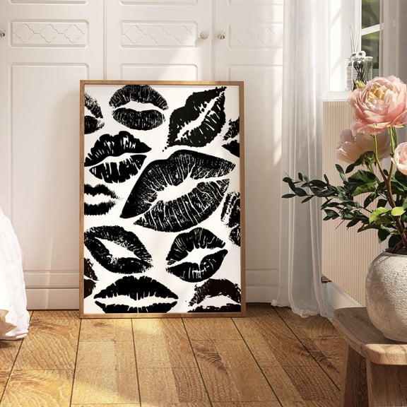 Trendy Lips Fashion Makeup Wall Art, Unframed Paper Print Size 8x12