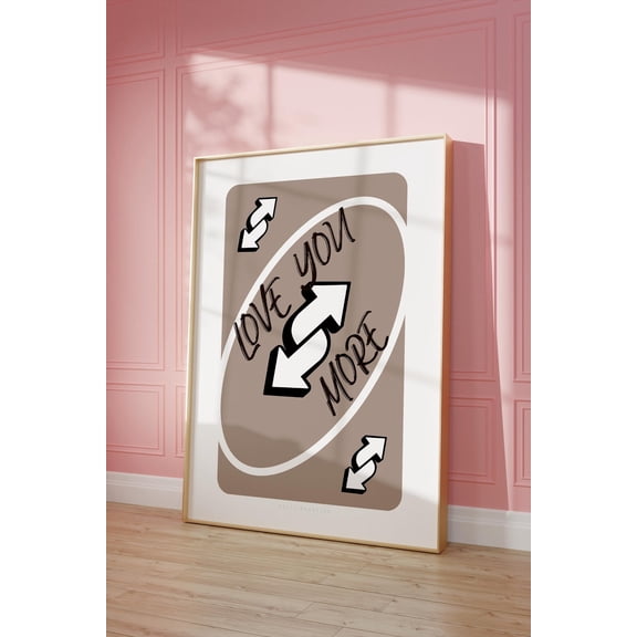 Trendy Love You More Print, Reverse Beige Retro Wall Art Printable, Playing Card Wall Art, Valentine'S Day Decor Wall Art Wall Art, Modern Wall Decor, 8x12 UNFRAMED