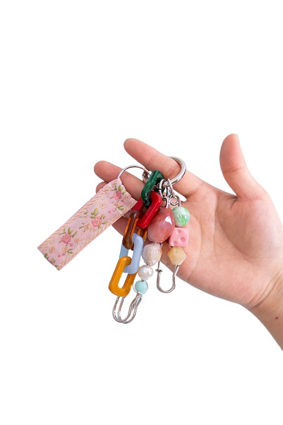 Trendy Macaron Beaded Keychain Handmade Braided Rope Pendant for Bags and Keys