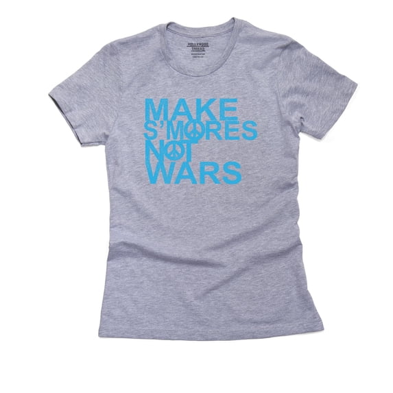 Trendy Make S'Mores Not Wars Peace Sign Women's Cotton Grey T-Shirt