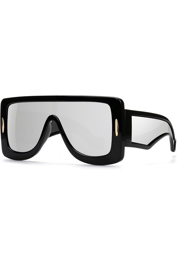 Trendy Mask Sunglasses for Women Men Flat Top Fashion Shield Sun Glasses UV Protection Sunnies