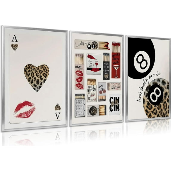 Trendy Matchbox Wall Art Leopard Ace of Spades Pictures Wall Decor How Lucky Are We Funky 8 Pool Ball Canvas Posters Prints for Girl Dormitory Apartment Bedroom Home Decoration Unframed