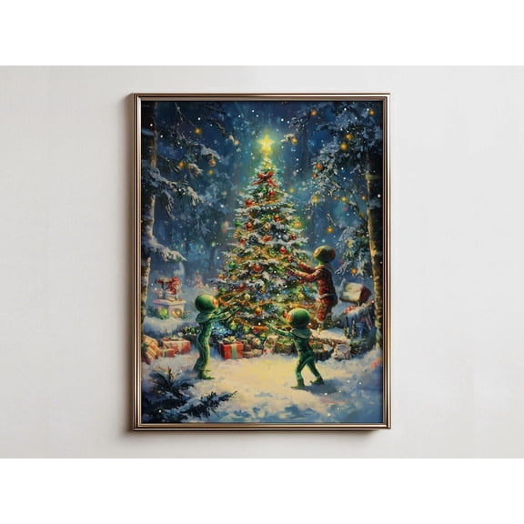 Trendy Maximalist Alien Print, Unique Winter Dorm Room Wall Art, Retro Ufo Wall Art Print, Weird And Quirky Room Decor Home Decor #270, 16x24 UNFRAMED