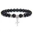 thumbnail image 1 of Trendy Men Beads Bracelet Slivers Color Cross Pendant Bracelet Natural Stone Bracelets Charm for Women Healing Prayer Jewelry, 1 of 6