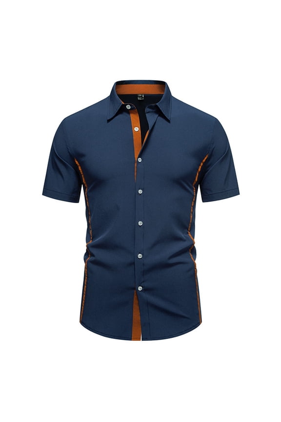 Trendy Men's Button Down Shirts Casual Short Sleeve Summer Tops Fashionable Stylish Dressy - Shirts for Everyday Wear Mens T-Shirts Extra Large Cotton Green Dark Blue Thick T Shirts