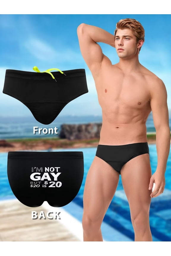 Trendy Men's Fun Printed Swim Briefs - Skin-Fit Comfort Beach Swimwear