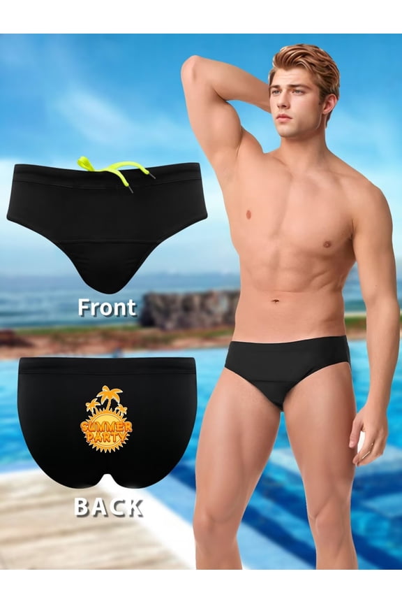 Trendy Men's Printed Briefs - Elastic Skin-Fit Spa Swimming Pants