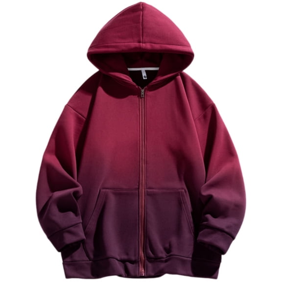 Trendy Mens Zip Up Hoodies Oversized Long Sleeve Hooded Sweatshirt Vintage Streetwear Hoodie