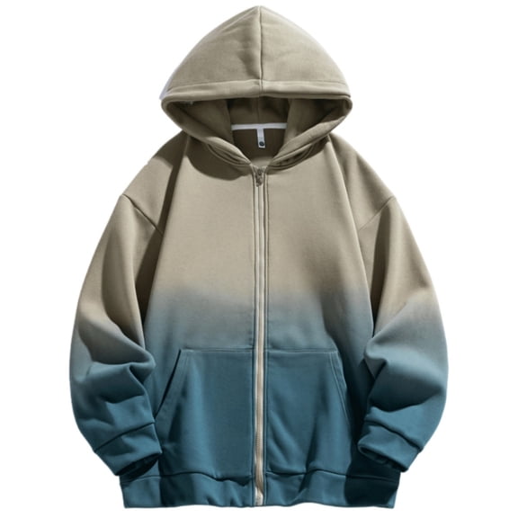 Trendy Mens Zip Up Hoodies Oversized Long Sleeve Hooded Sweatshirt Vintage Streetwear Hoodie