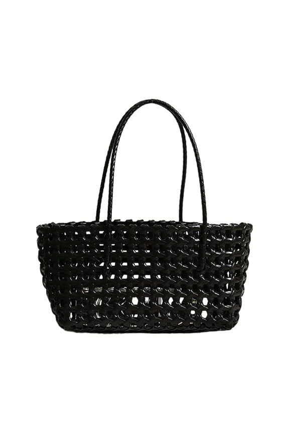 Trendy Mesh Pattern Handheld Purse PVC Construction Handbag Beach Bag Great For Picnics And Outdoor Activities