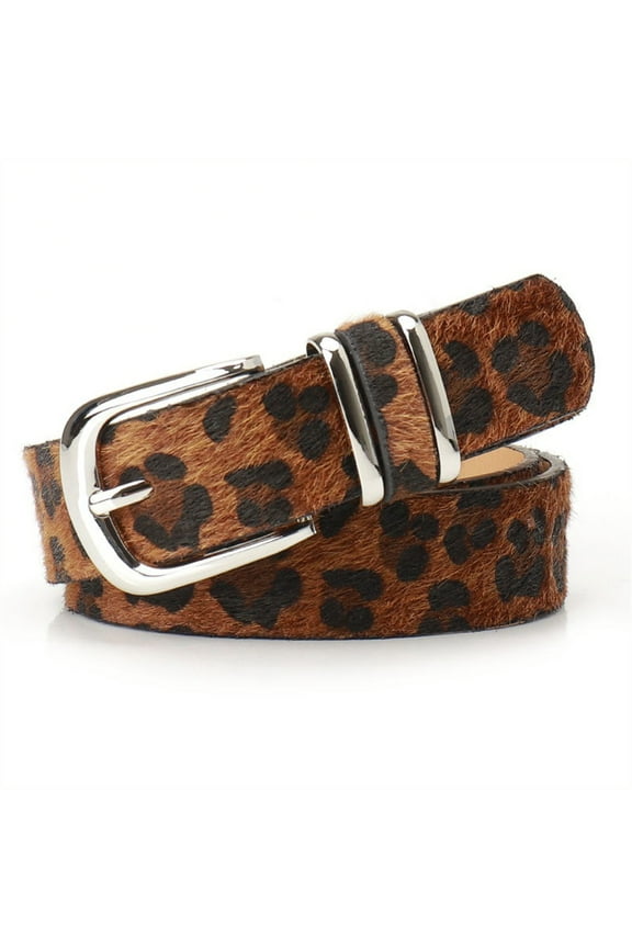 Trendy Metal Buckle Women's Belt PU Leather All-match Waistband Leopard Print Waist Chain