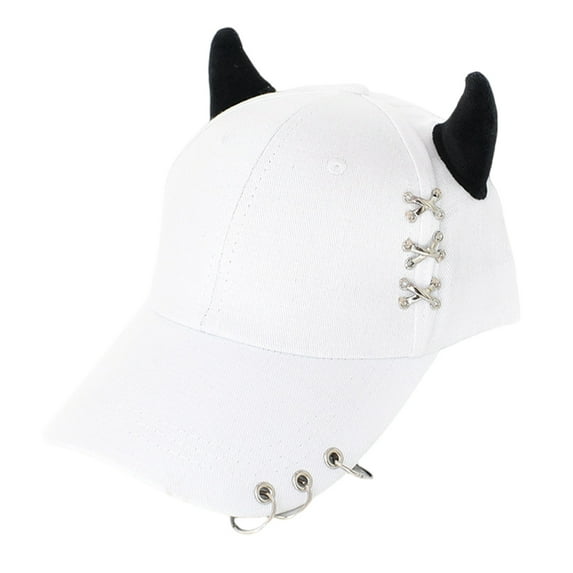 Trendy Metal Iron Rings Hip Hop Caps Baseball Caps Breathable Adjustable Cotton Hat For Music Festivals And Casual Wear