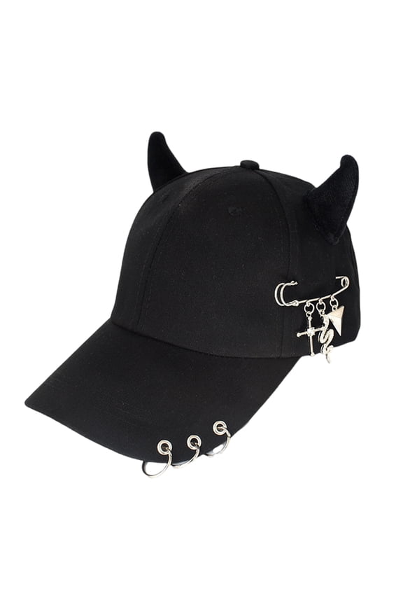 Trendy Metal Iron Rings Hip Hop Caps Baseball Caps Breathable Adjustable Cotton Hat For Music Festivals And Casual Wear