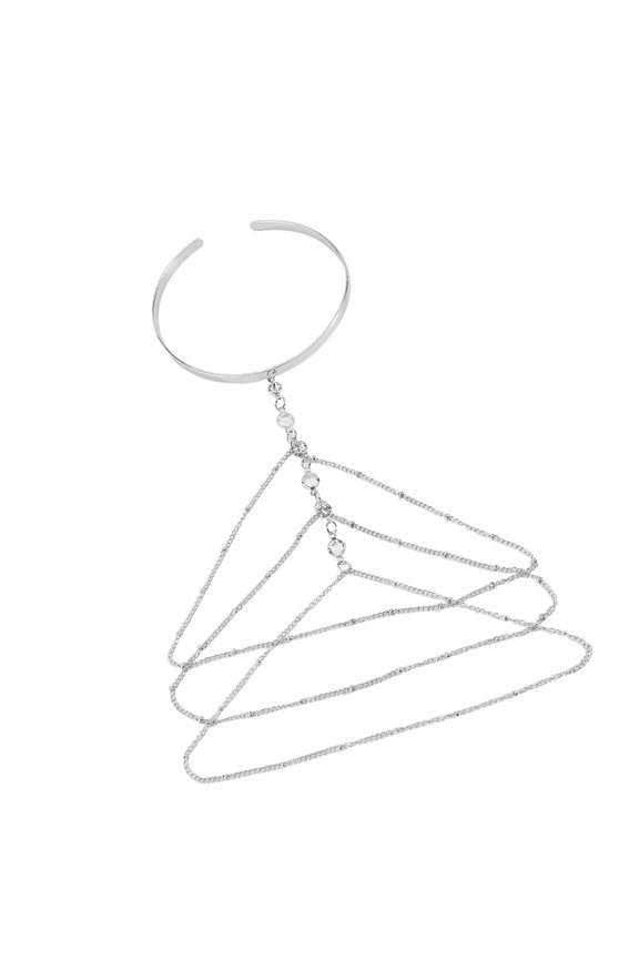 Trendy Metallic Fringe Chain Bracelet Comfort Open Cuff Wrist Jewelry Accessory