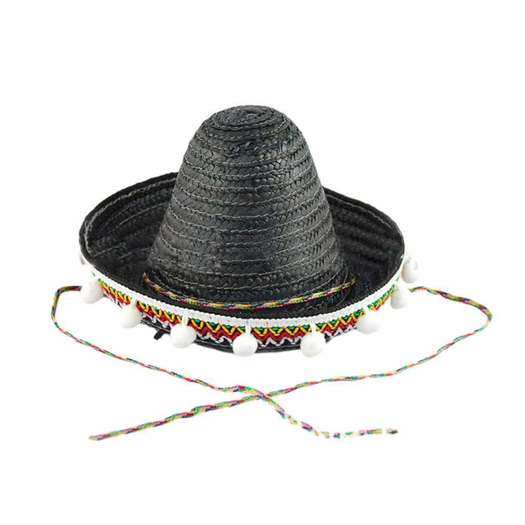 Trendy Mexicanos Straw Hat with White Pompoms, for Festivals