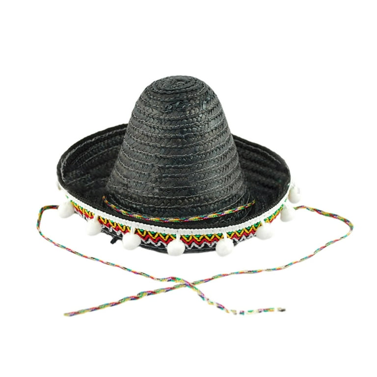 Trendy Mexicanos Straw Hat with White Pompoms, for Festivals