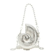 HUANGXIAAA Trendy Mini Alloy Seashell Crossbody Bag Stylish Shoulder Purse Fashionable Accessory for Makeup and Everyday Use Women’s Clutch