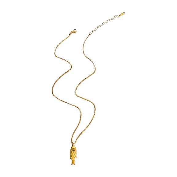 Trendy Minimalist Fish Symbol Necklace Stainless Steel Jewelry For Women Everyday Versatile Handmade Chain