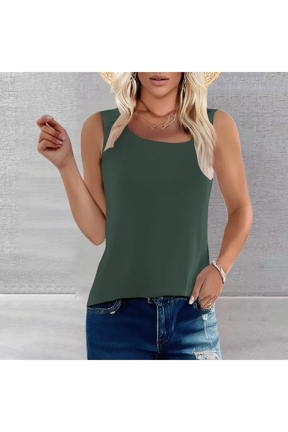 Trendy Modern Square Neck Tank Tops for Women, Wide Strap Ribbed Sleeveless Slim Fit Bodycon Casual Camisoles Daily Fashion Street Style Outfits, Green XL