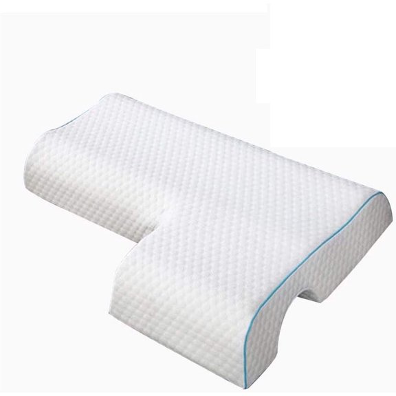 Trendy Moon Memory Foam Arched Cuddle Pillow Couples Pillow, Arched Cuddle Pillow with Slow Rebound Memory Foam Sleeping Pillow for Arm Rest, Anti Hand Pressure Pillow (Left, Water Cube)