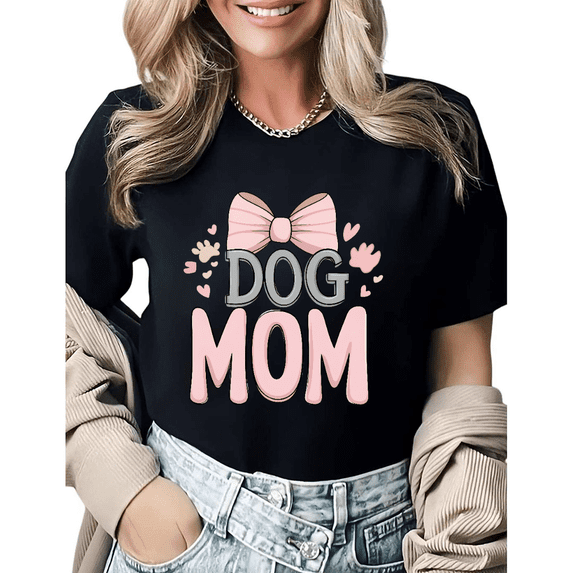 Trendy Mother's Day Gift For Dog Mom Graphic Tees Womans T-shirt Black/White S-5XL Tops