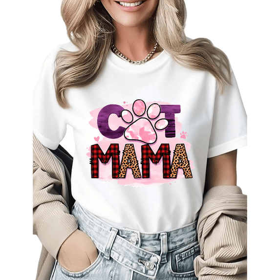 Trendy Mother's Day Gift For Dog Mom Graphic Tees Womans T-shirt Black/White S-5XL Tops
