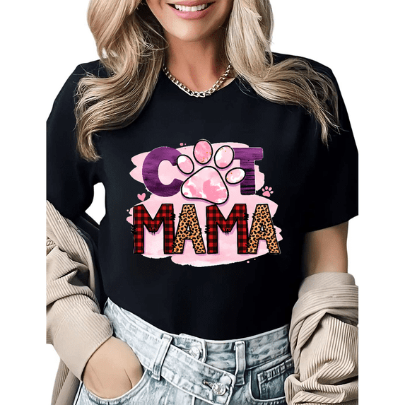 Trendy Mother's Day Gift For Dog Mom Graphic Tees Womans T-shirt Black/White S-5XL Tops