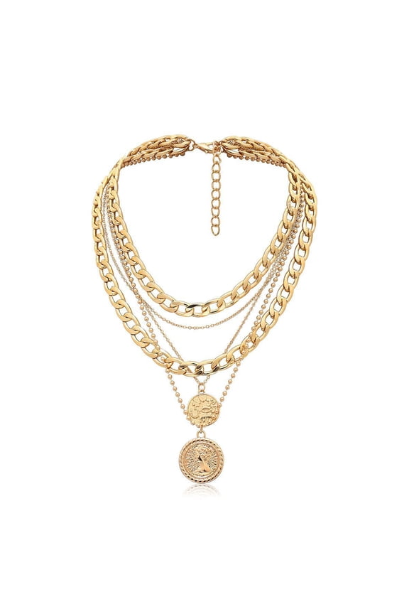 Trendy Multiple Layer Coin Necklace Comfortable Alloy Jewelry Gift Ideas Portable Designs for Everyday Use