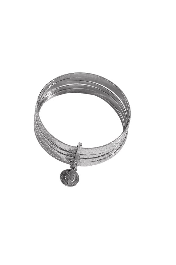 Trendy Multiring Bangle With Detailed Coin Motifs And Delicate Star Patterns Fashionable Textured Cuff For Styles Lovers