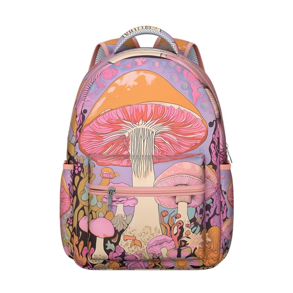 Trendy Mushroom Bookbag for School and College, Big Capacity with Laptop Sleeve, Comfortable Shoulder Straps, Ideal Gift for Students Commute and Travel