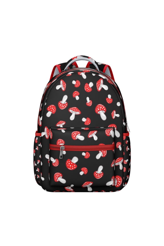 Trendy Mushroom Print Backpack for School College, Cute Bookbag for Women Teens, Spacious Compartment for Laptop Books, Durable Daypack, Ideal Student Gift