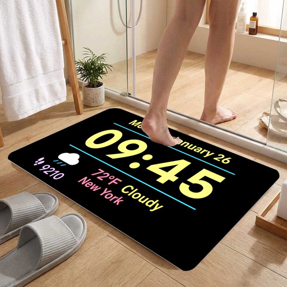 Trendy NYC Date Weather Info 2D Floor Mat, Kitchen Bedroom Living Room Home Accent Rug, Thanksgiving Christmas Gift