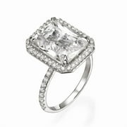 HILLTIP Trendy Natural Square Aquamarine 925 Sterling Silver Diamond Rings Women Gemstone Ring for Jewelry Blue Sapphire Ring Jewelry