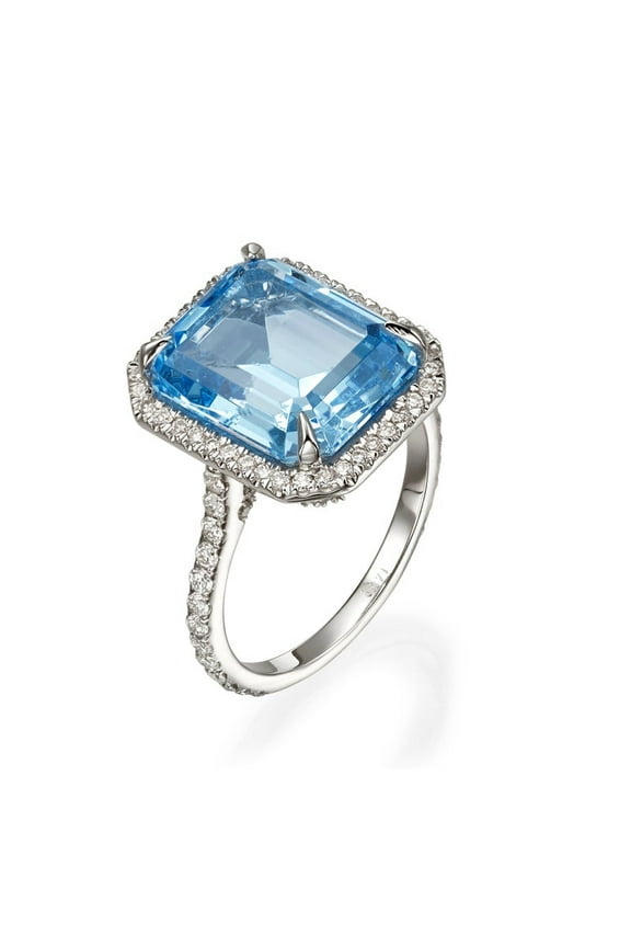 Trendy Natural Square Aquamarine 925 Sterling Silver Diamond Rings Women Gemstone Ring for Jewelry Blue Sapphire Ring Jewelry