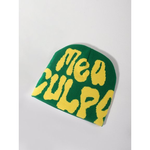 Trendy New Pullover Letter Jacquard Knitted Hat for Men and Women Winter