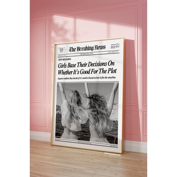 Trendy News Print Newspaper Posters Good For The Plot Prints Print Art Pink Bedroom Decor Prints Wall Decor Headline