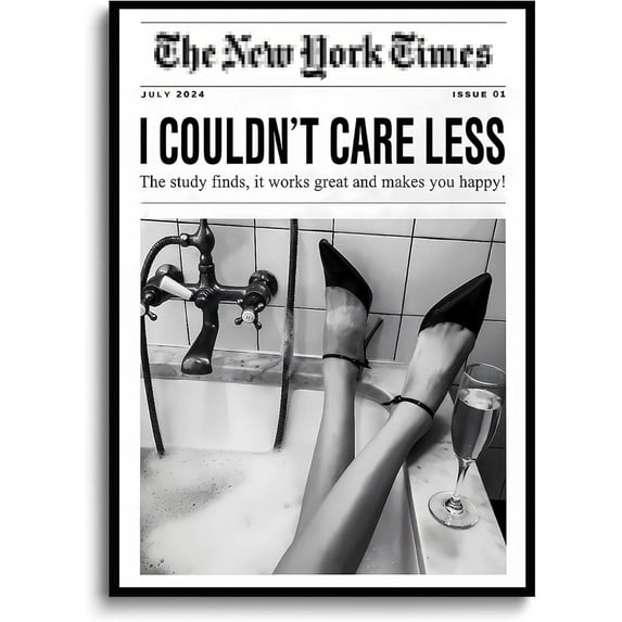 Trendy NewsPaper Poster Wall Art Retro Cowgirl Black And White Girly Feminist Preppy Canvas Prints Magazine Pictures Bar and Party Aesthetic Decor Painting Barthroom Bedroom Dorm