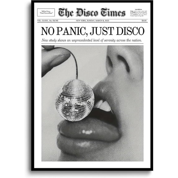 Trendy NewsPaper Poster Wall Art Retro Cowgirl Black And White Girly Feminist Preppy Canvas Prints Magazine Pictures Bar and Party Aesthetic Decor Painting Barthroom Bedroom Dorm